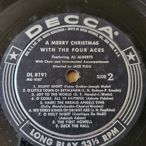 THE FOUR ACES A Merry Christmas LP Vinyl 1955 Decca Records DL 8191 Vintage LP5 - Picture 3 of 10
